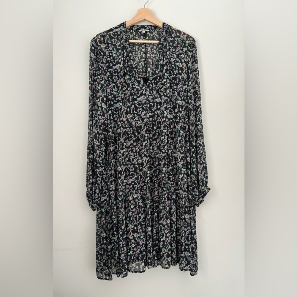 MbyM Floral Tiered Long-Sleeve Boho Chic Flowy Dress - Medium